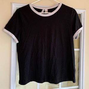 ACCEPTING ANY OFFERS Black and White Ringer Tee